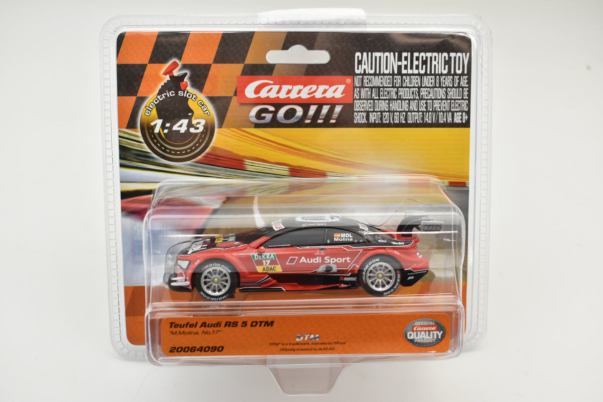 Red Audi race car toy in clear plastic packaging for Carrera Go 20064090