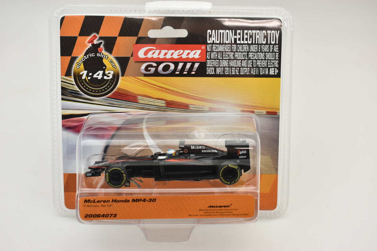 Black and gold remote control race car in clear plastic packaging for Carrera Go 20064073