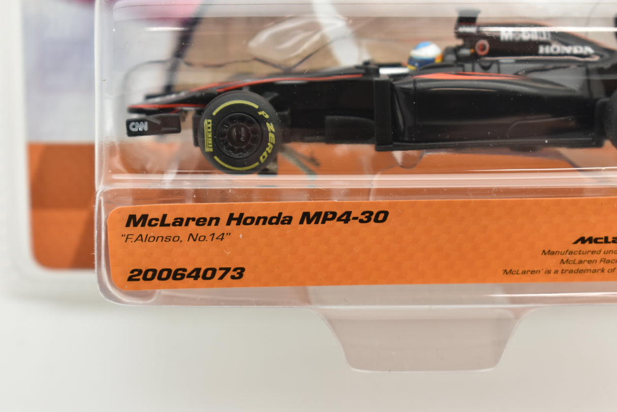 McLaren Honda MP4-30 race car model in clear plastic packaging for Carrera Go 20064073
