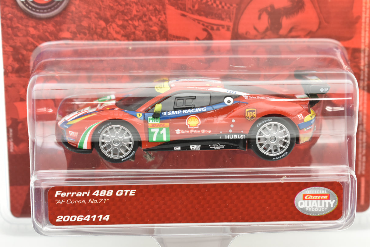 Red Ferrari 488 GTE race car model in clear plastic packaging for Carrera Go 20064114, package view, product view 2