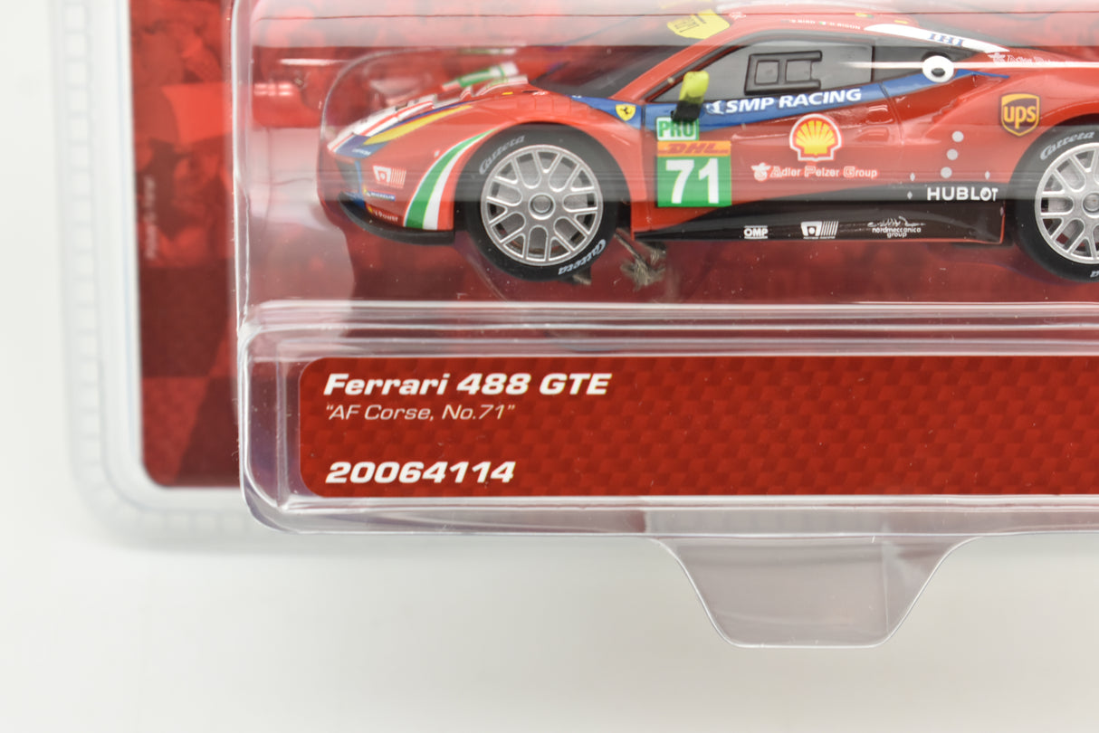 Red Ferrari 488 GTE race car model in clear plastic packaging for Carrera Go 20064114, package view, product view 3
