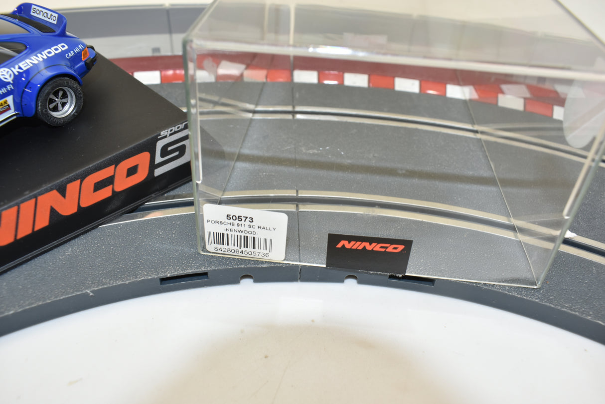 Slot car box showing Porsche 911 SC Rally model with Kenwood branding for ZZ Expired Kim Collection 50573