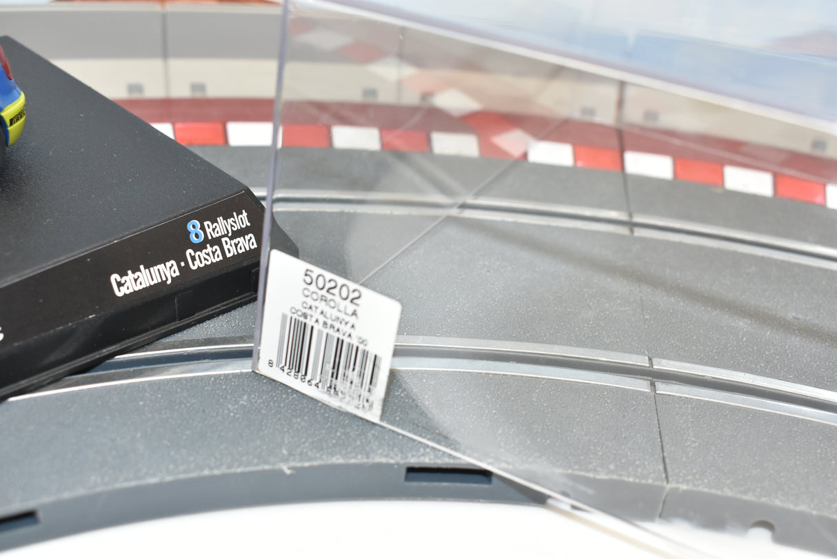 Race track corner with product box and label for Corolla Catalunya Costa Brava for Ninco 50202