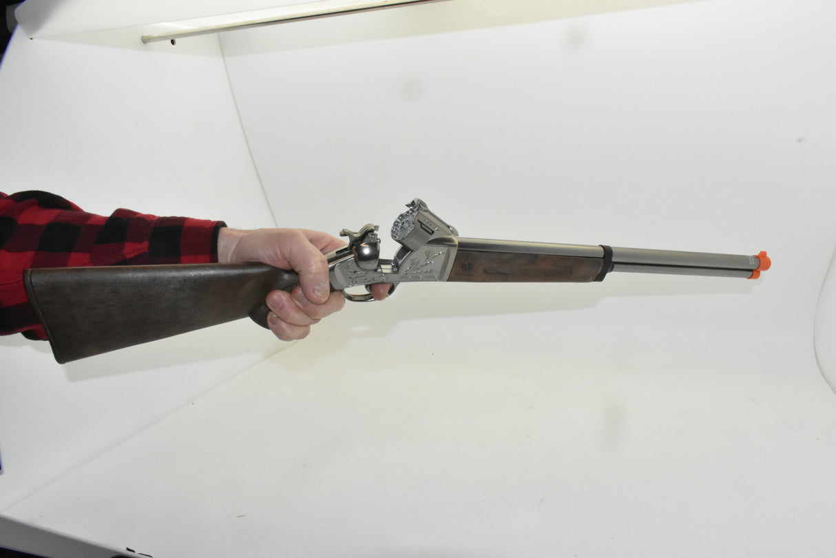 Toy duck rifle with wooden stock, held horizontally for 4732 4732C