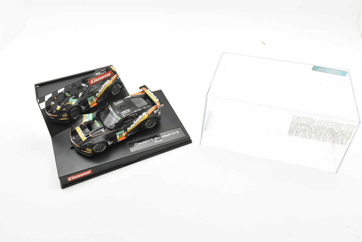 Slot car Chevrolet Corvette C7.R race car in its box for Carrera 27577