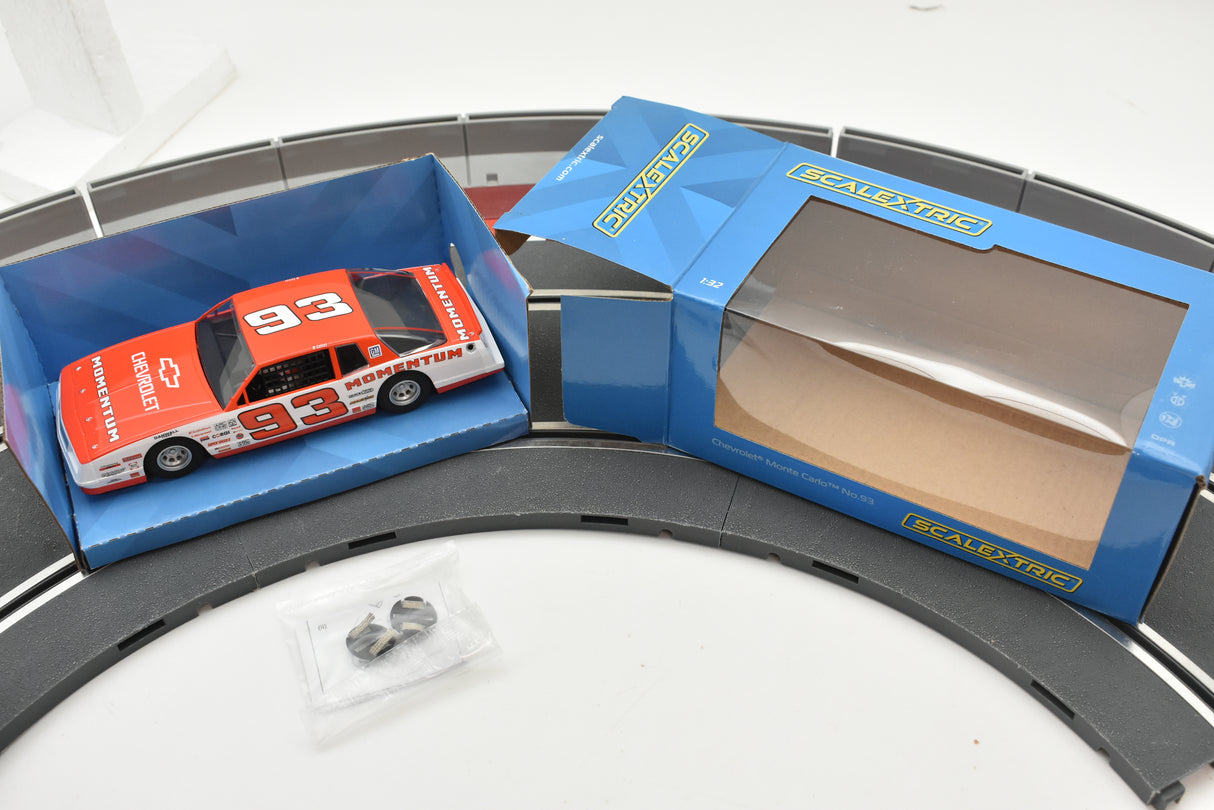 Model car and track pieces for a Chevrolet Monte Carlo race set for Scalextric C3949