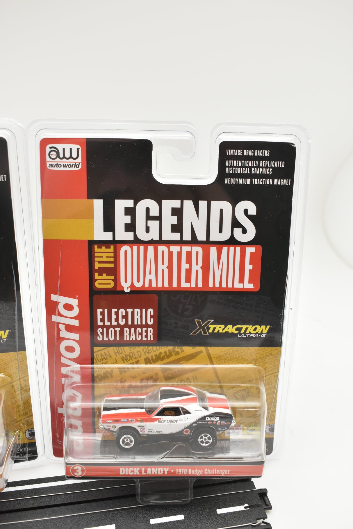 Three slot car sets: Dick Landy 1970 Dodge Challenger for ZZAutoworldexpired SC351