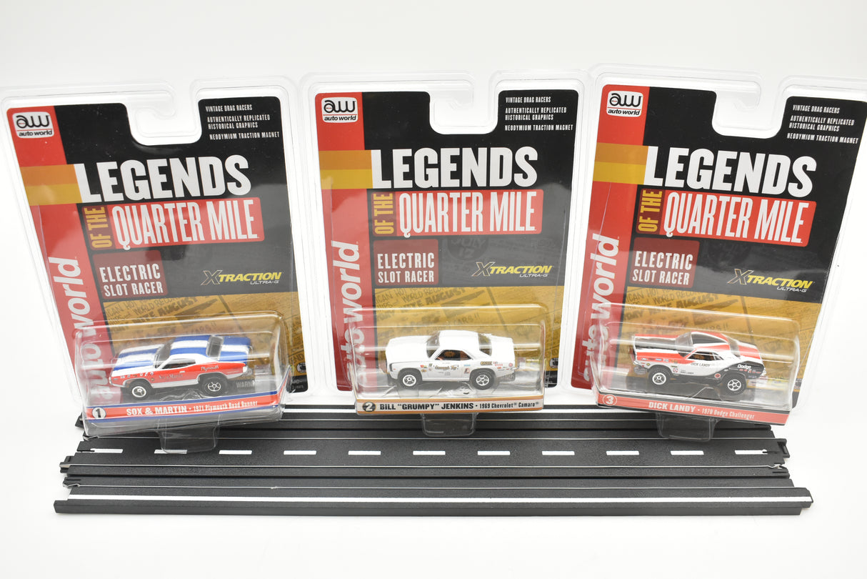 Three slot car sets: 50X and Martin, Bill "Grumpy" Jenkins, and Dick Lamby for ZZAutoworldexpired SC351
