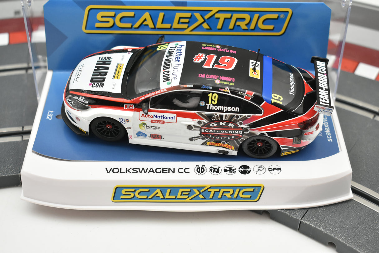 Slot car of a 2018 VW Passat CC race car for Scalextric C4016