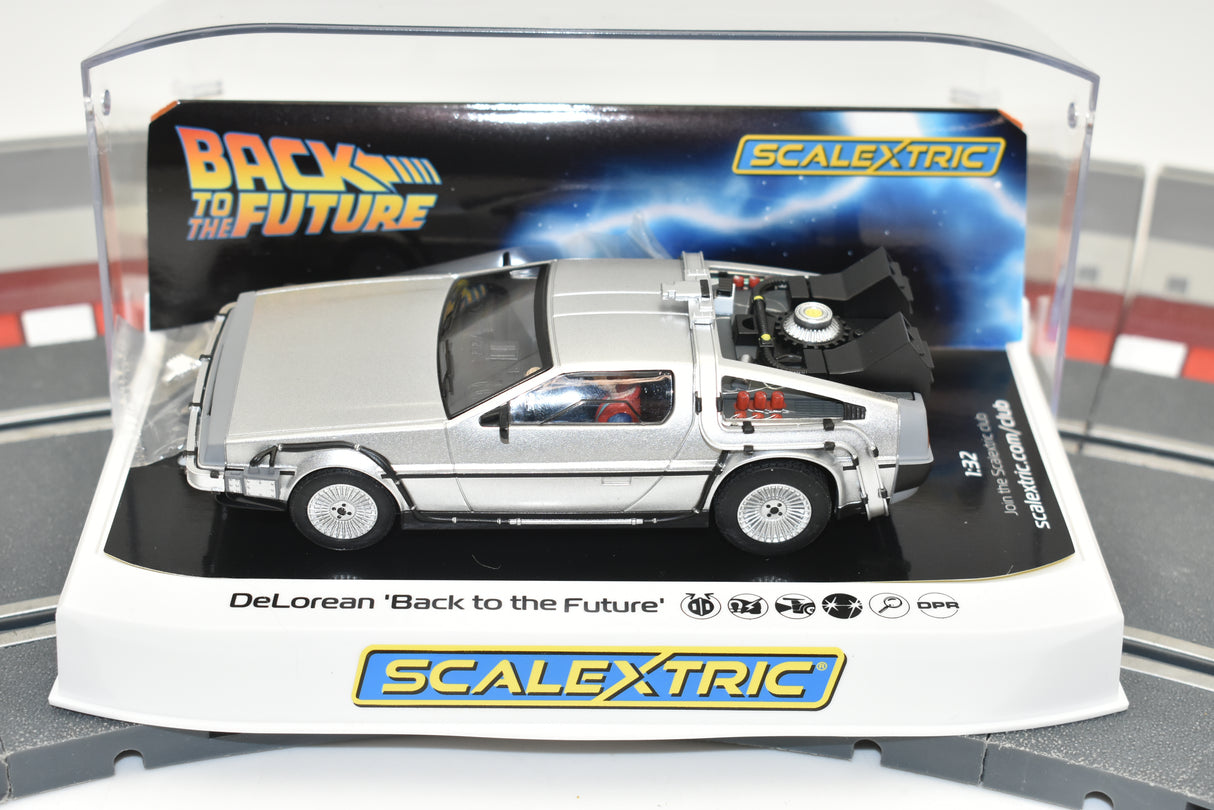 Silver DeLorean time machine model from Back to the Future for Scalextric C4117