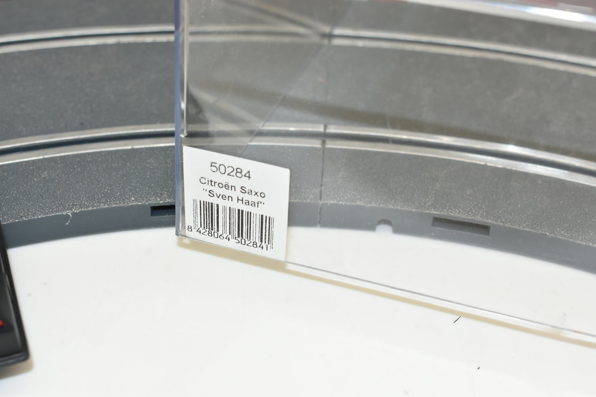 Label for Citroën Saxo "Sven Haaf" model car, number 50284 for Ninco