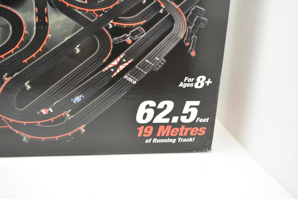 Race track layout graphic showing a winding circuit for toy cars for AFX/Racemasters 22020
