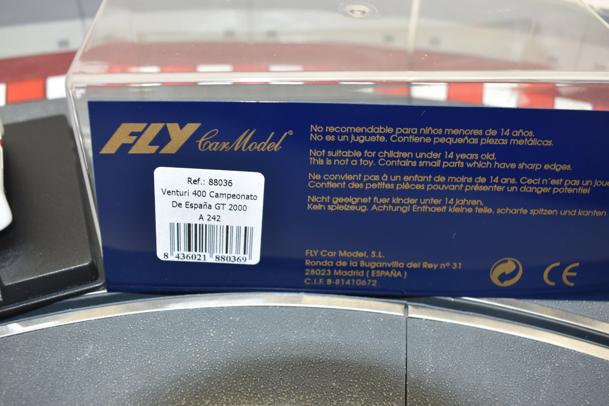Model car box showing Venturi 400 Campeonato De Espana GT 2000 for Fly Car 88036