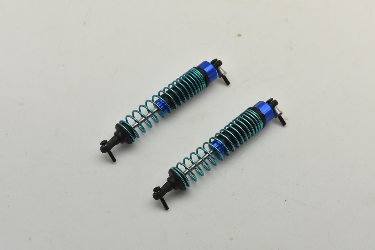 Two blue and black shock absorbers, one for front and one for rear suspension for IMEX IMX18051, front view