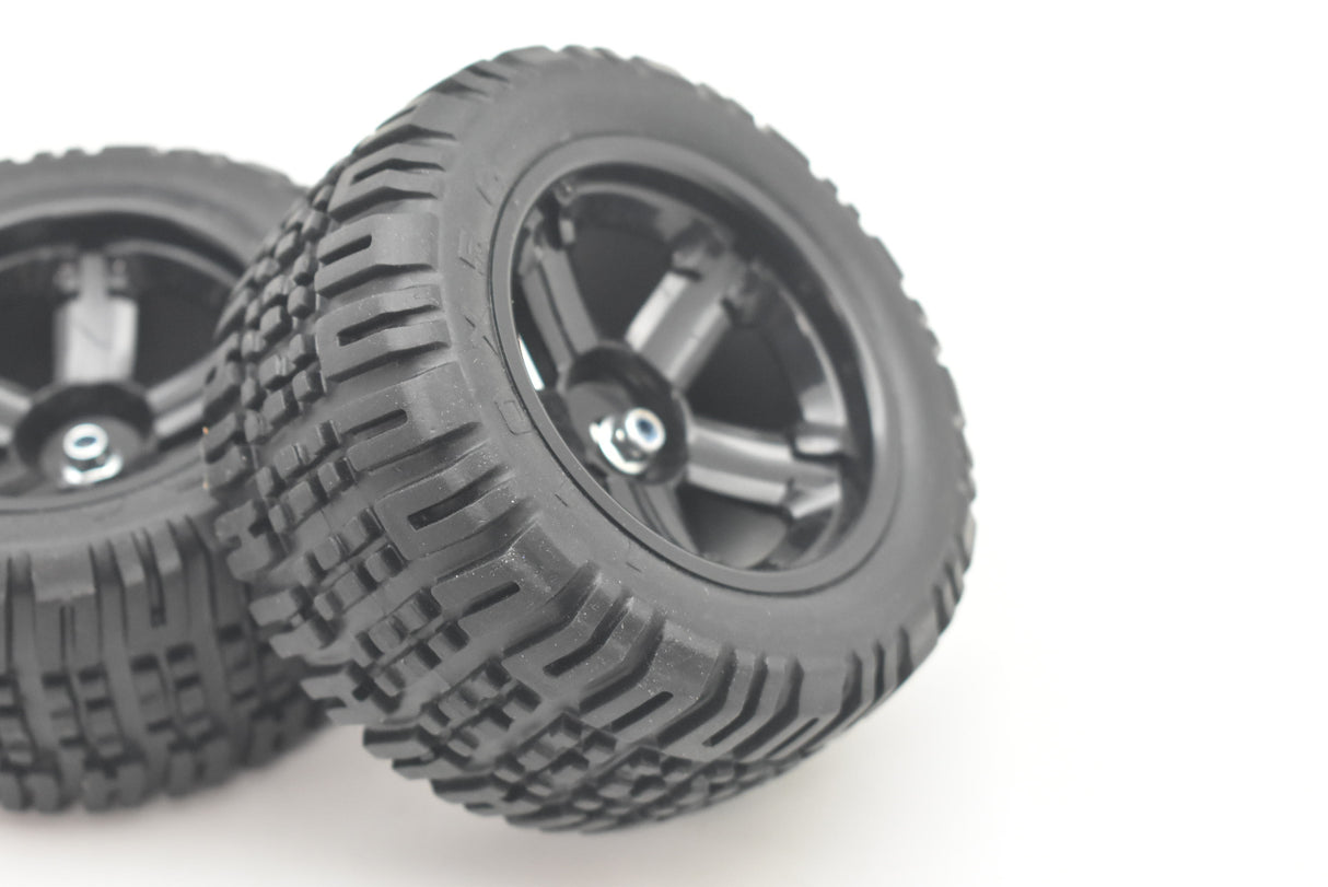 Black wheel with tread and metal axle nut, suitable for vehicle wheels for IMEX IMX18215