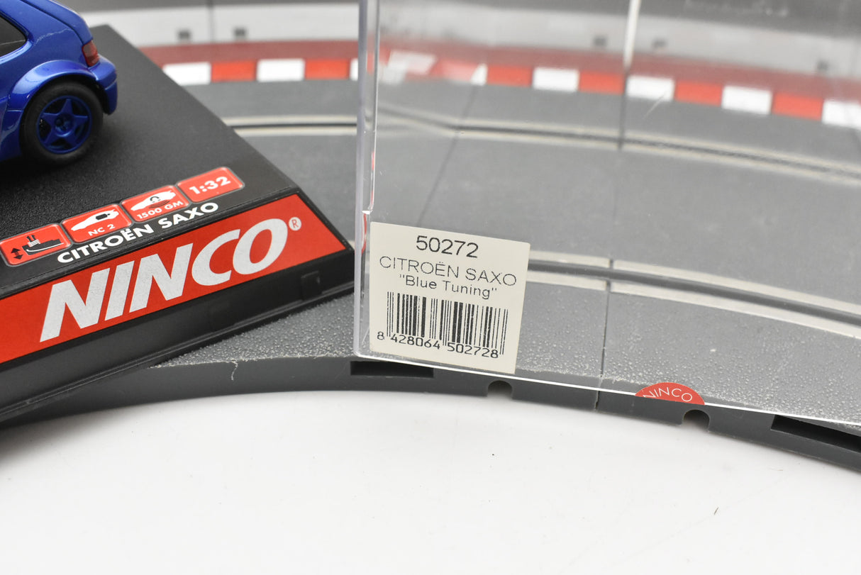 Saxo car box with "Blue Tuning" label and product number for Ninco 50272