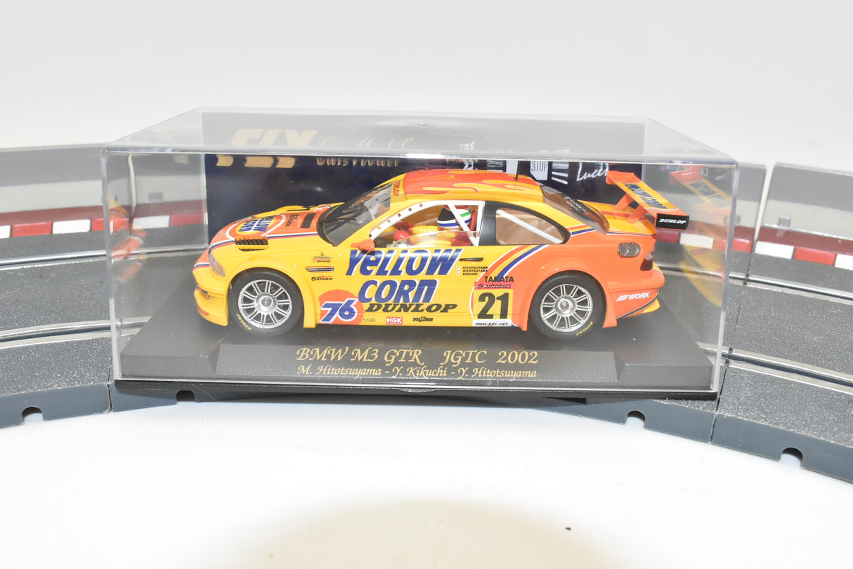 Yellow race car model of BMW M3 GTR from 2002 for Fly Car A287