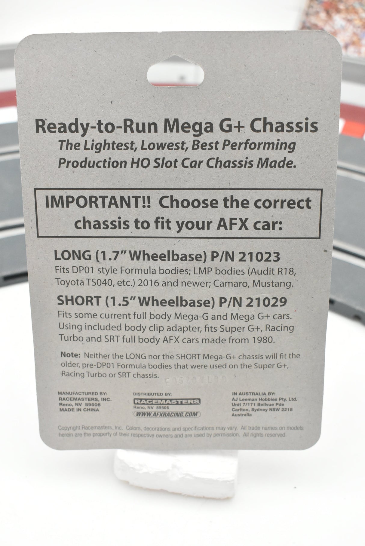 Chassis compatibility guide for AFX Mega-G+ race car parts for AFX/Racemasters 21023