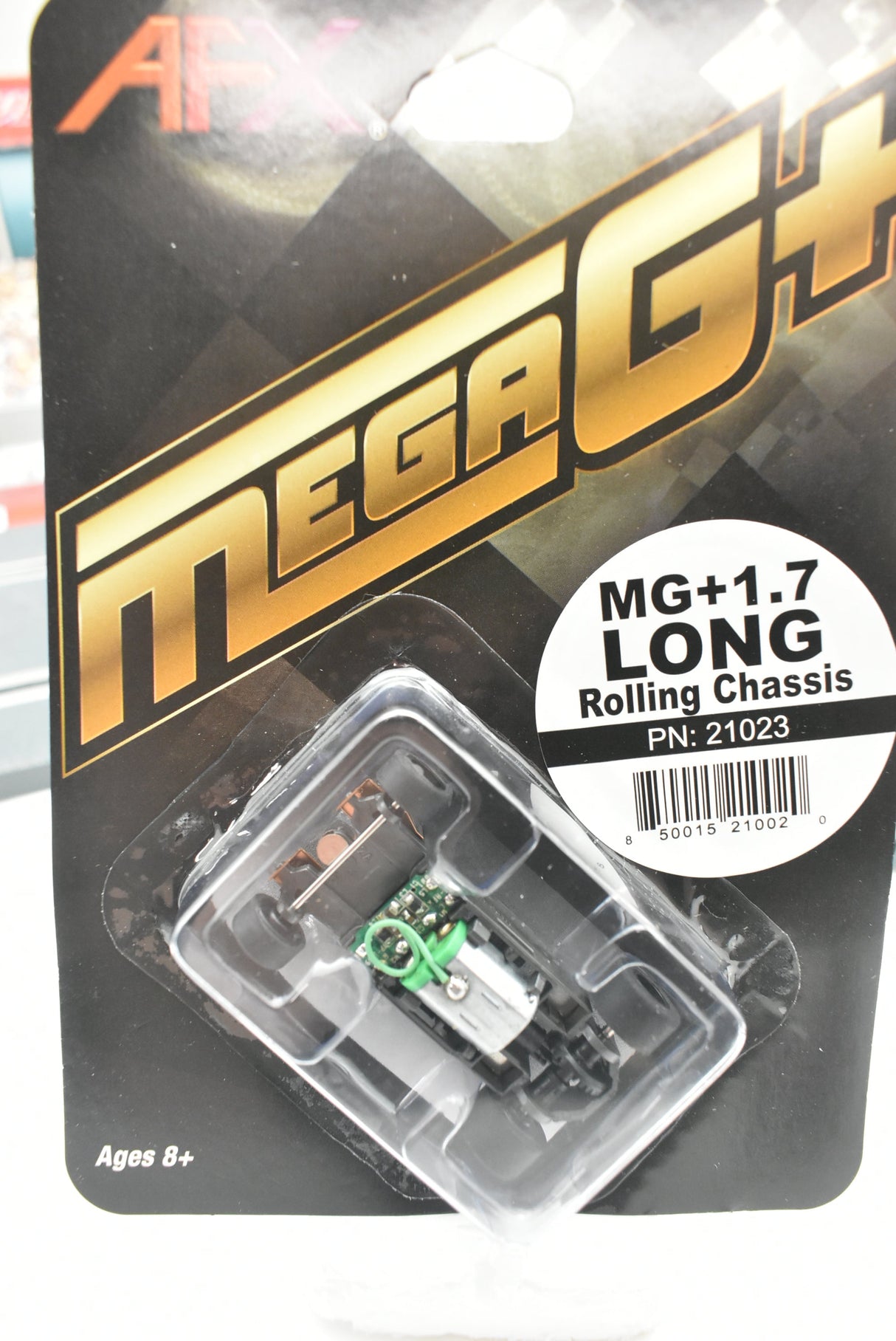 Chassis for RC car, model MG+1.7 LONG, part number 21023 for AFX/Racemasters
