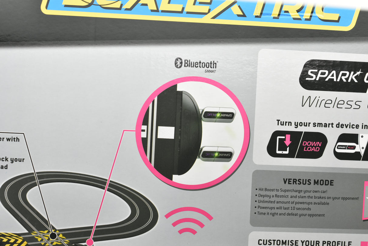Remote control for race car, showing Bluetooth connection for Scalextric C415