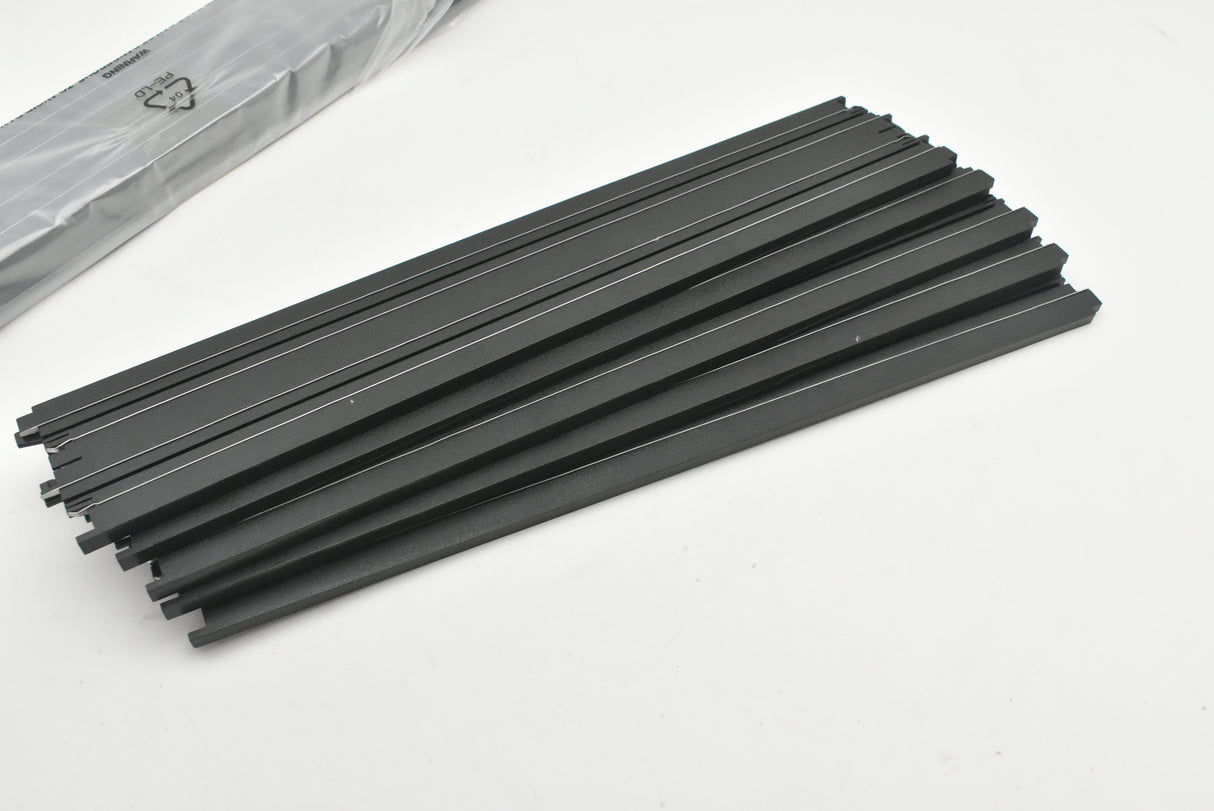 Set of black straight tracks for model train layout for Auto World H0045, track view