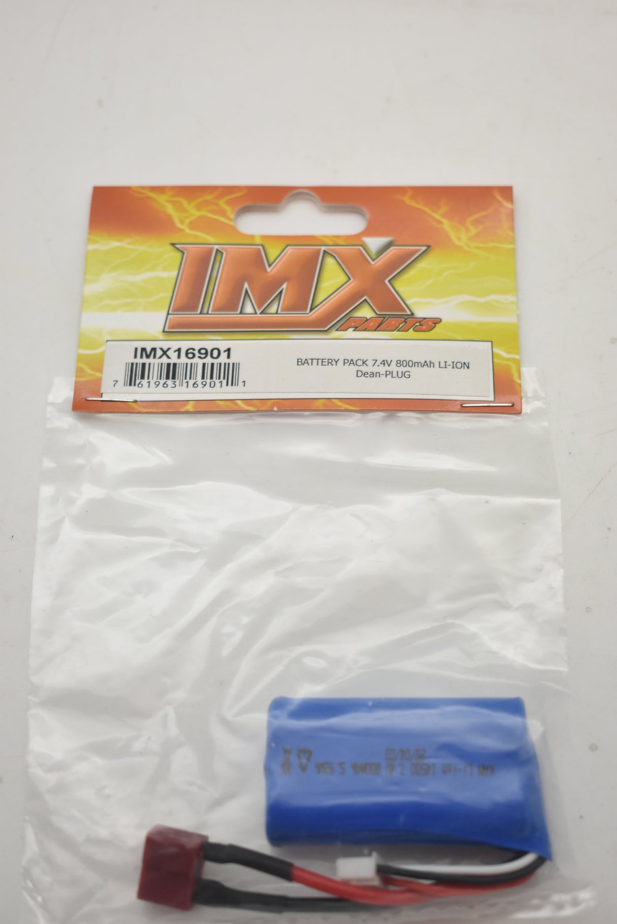 Battery pack for RC use, 7.4V 800mAh Li-ion, Dean plug connector for IMEX IMX16901