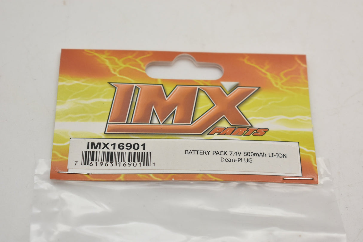 IMX16901 battery pack label: 7.4V 800mAh Li-ION Dean-PLUG for IMEX