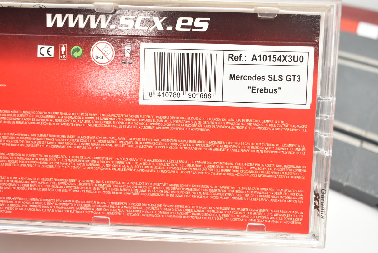 Mercedes SLS GT3 "Erebus" model number and product details for SCX A10154X3U0