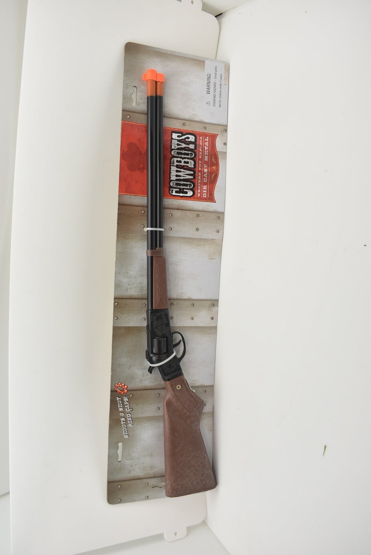 Toy rifle displayed in its original cardboard packaging for Parris Toys 4722