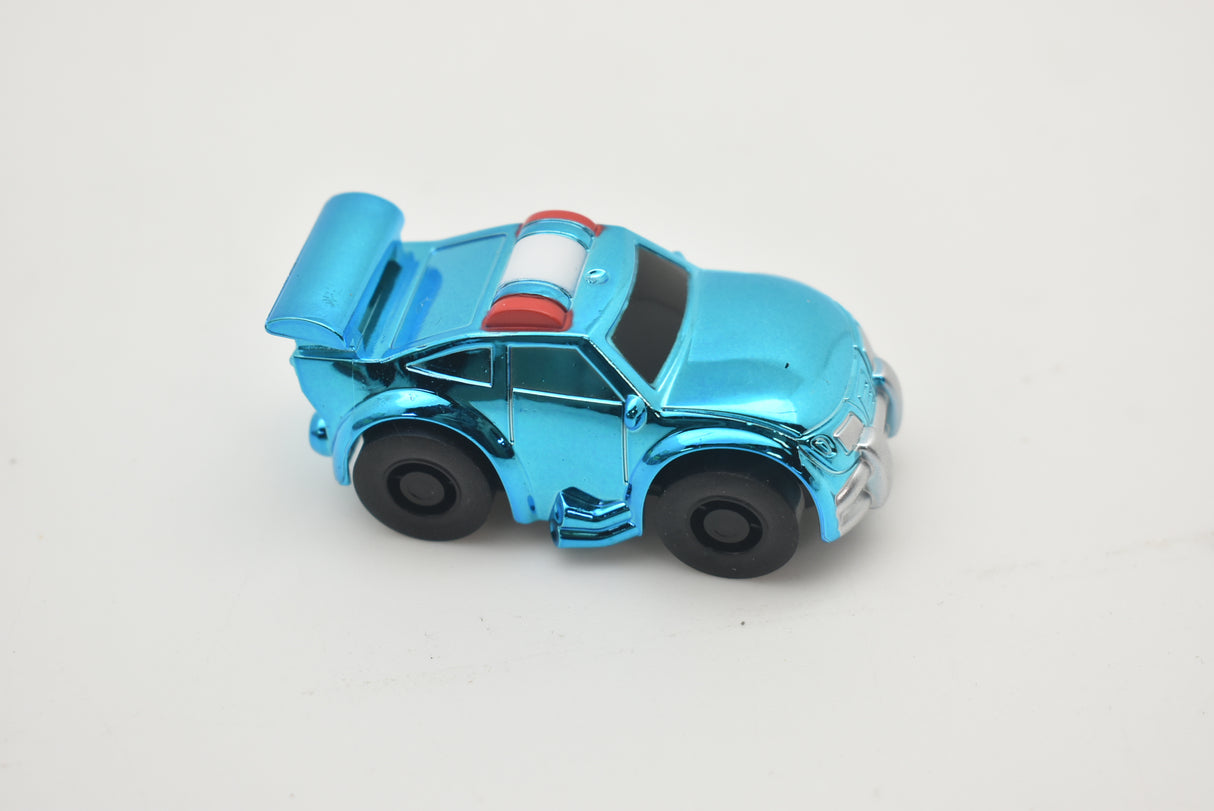 Blue police car toy with white stripe, ready for play for California Creations 20553