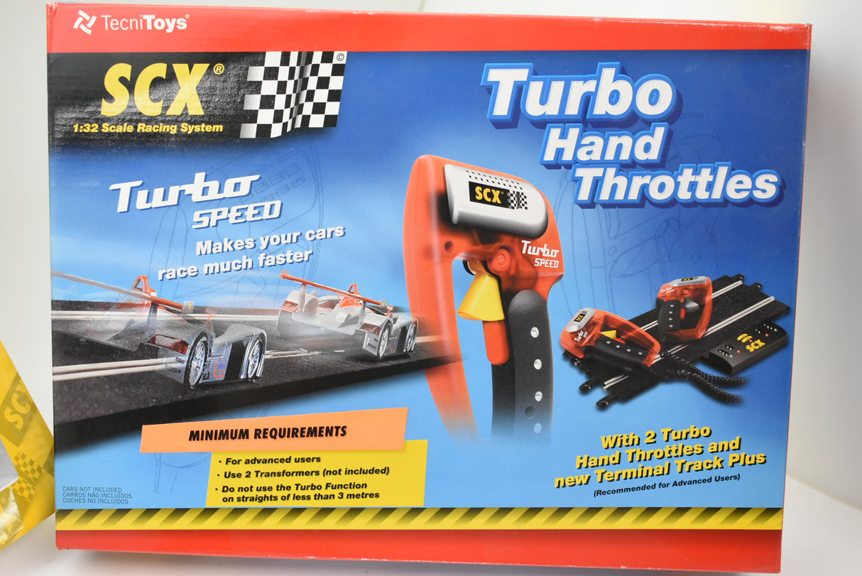Box art for SCX Turbo Hand Throttles for 1:32 scale slot car racing for SCX Slot Car 1/32 88200