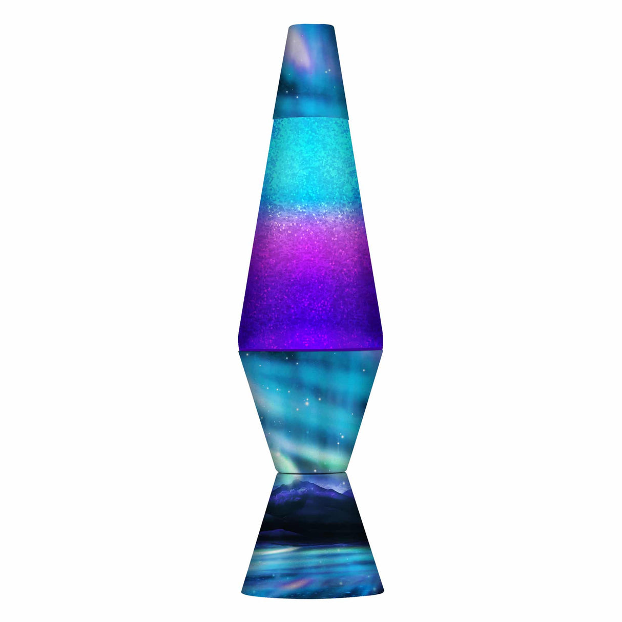 Northern lights lava lamp with vibrant blue, purple, and green colors for Schylling 21600401US