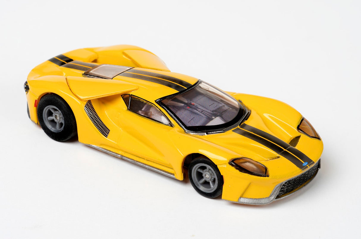 Yellow slot car replica of a Ford GT sports car for AFX/Racemasters 22029 / 21007