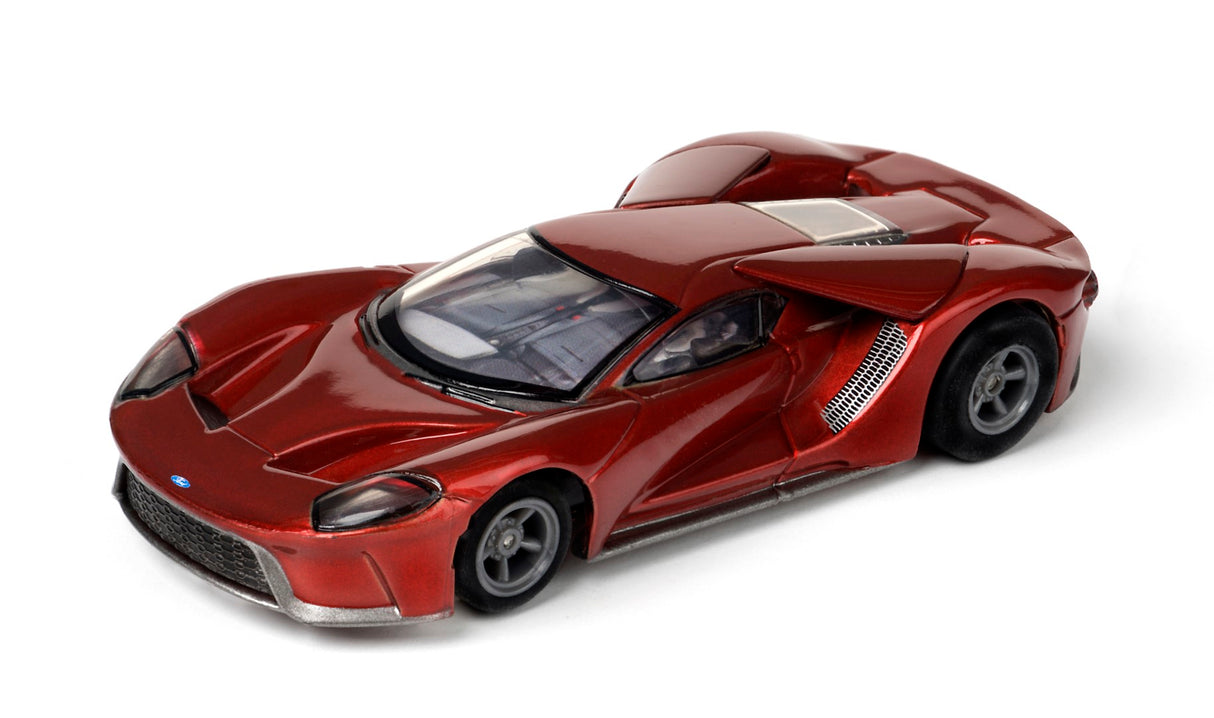 Red slot car replica of a Ford GT sports car for AFX/Racemasters 22030 / 21008, front view