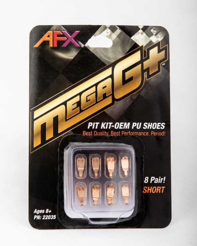 Assortment of 8 pairs of short pit kit PU shoes for ages 8+ for AFX/Racemasters 22035, rear view