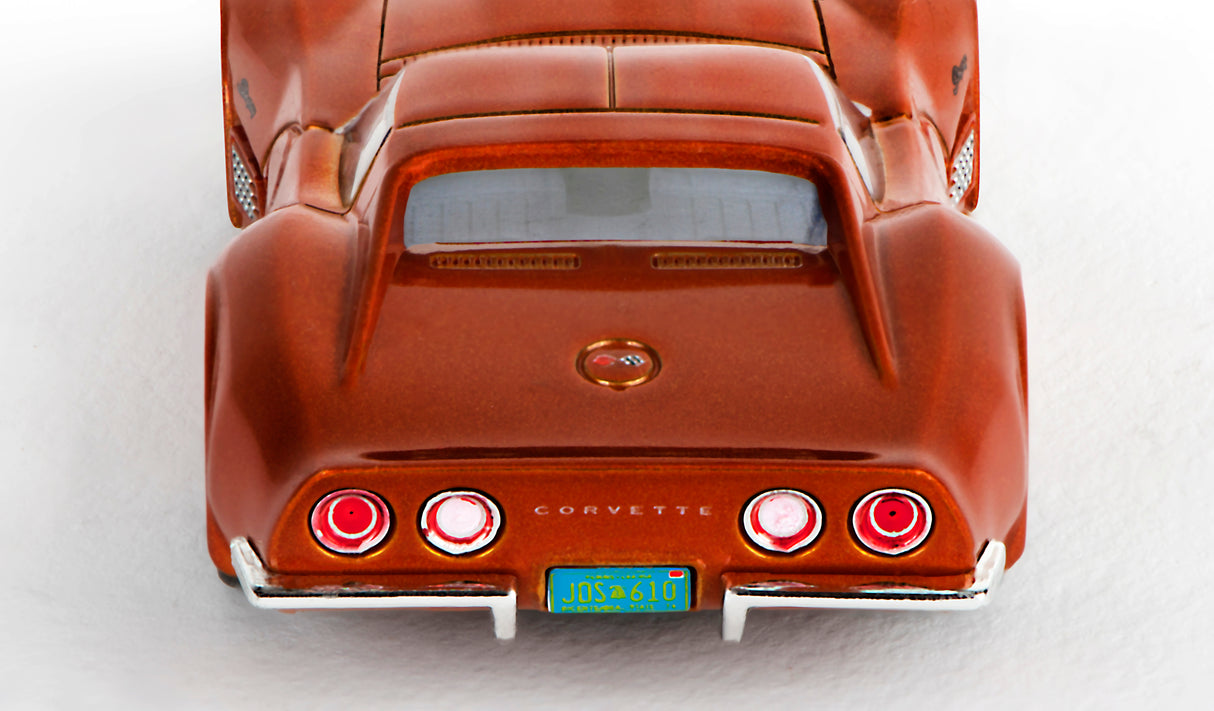 Rear view of a brown 1971 Corvette slot car for AFX/Racemasters 22047