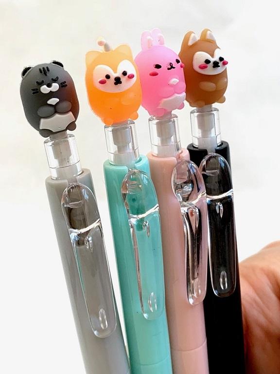 Assortment of cute, animal-themed retractable gel pens in various colors for BCmini 22243