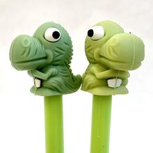 Two green T-Rex dinosaur gel pens on sticks for BCmini 22259, rear view