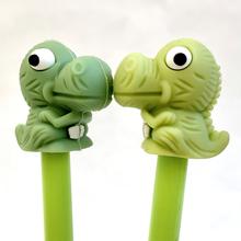 Two green T-Rex dinosaur gel pens standing upright for BCmini 22259