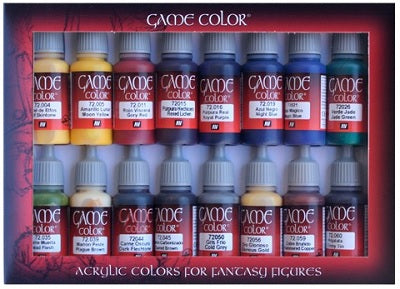 Set of 16 acrylic paint bottles for painting fantasy figures for Vallejo Paints 72298