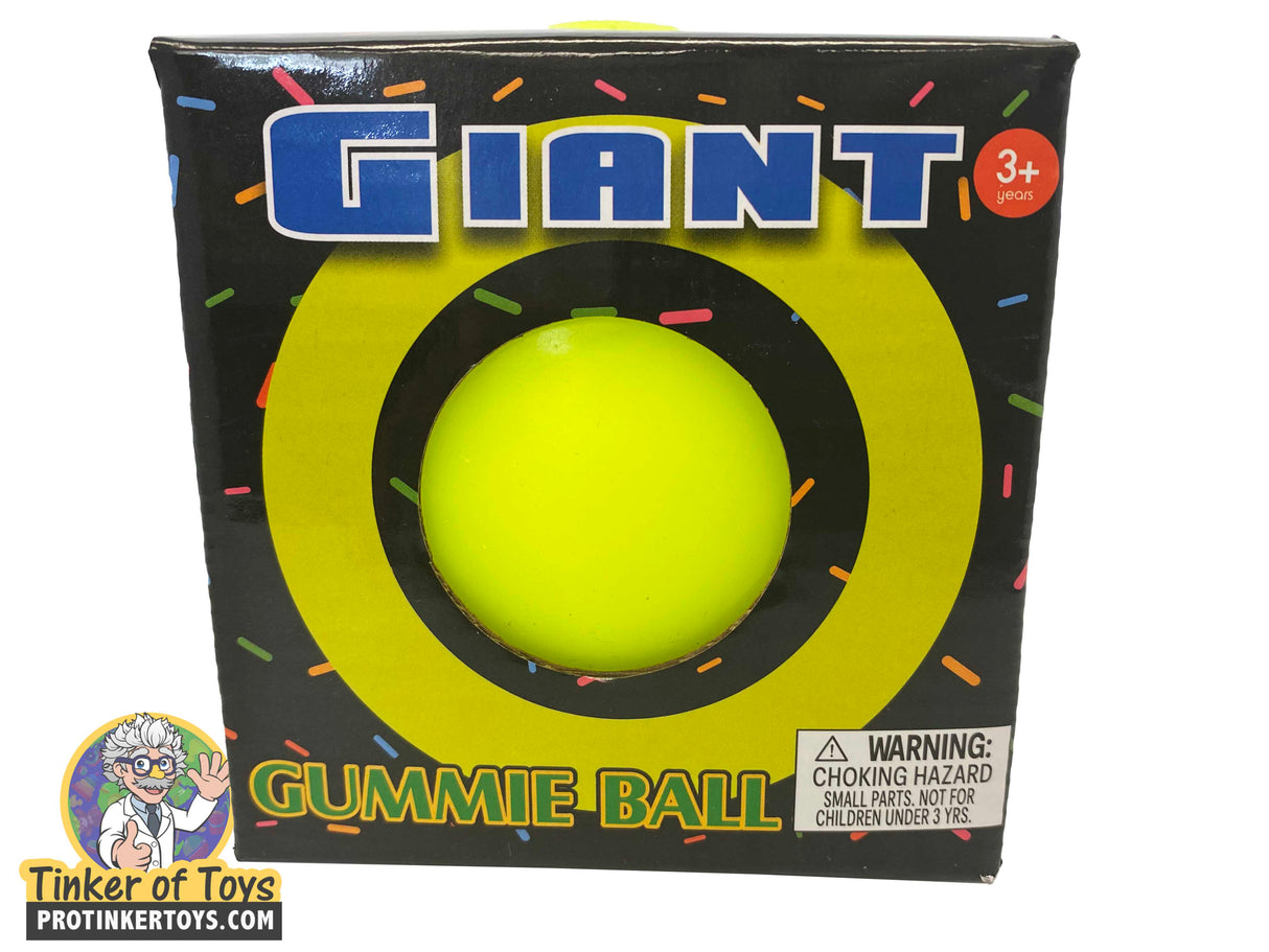 Yellow gumball toy in a black and yellow cardboard box for BVP 88370