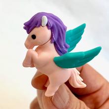 Purple unicorn eraser with teal wings, small collectible toy for BC Mini 38293