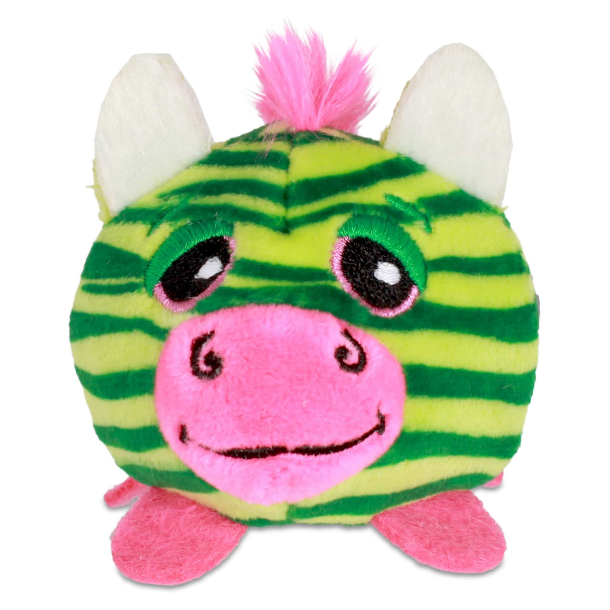 Cute green and yellow striped stuffed toy with pink snout and ears for Schylling 39221