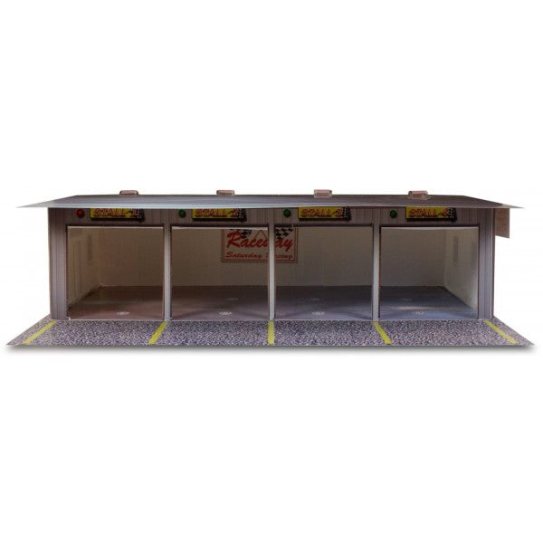 Model kit of a four-stall pit garage for hobby display for Innovative Hobby Supply BK4811