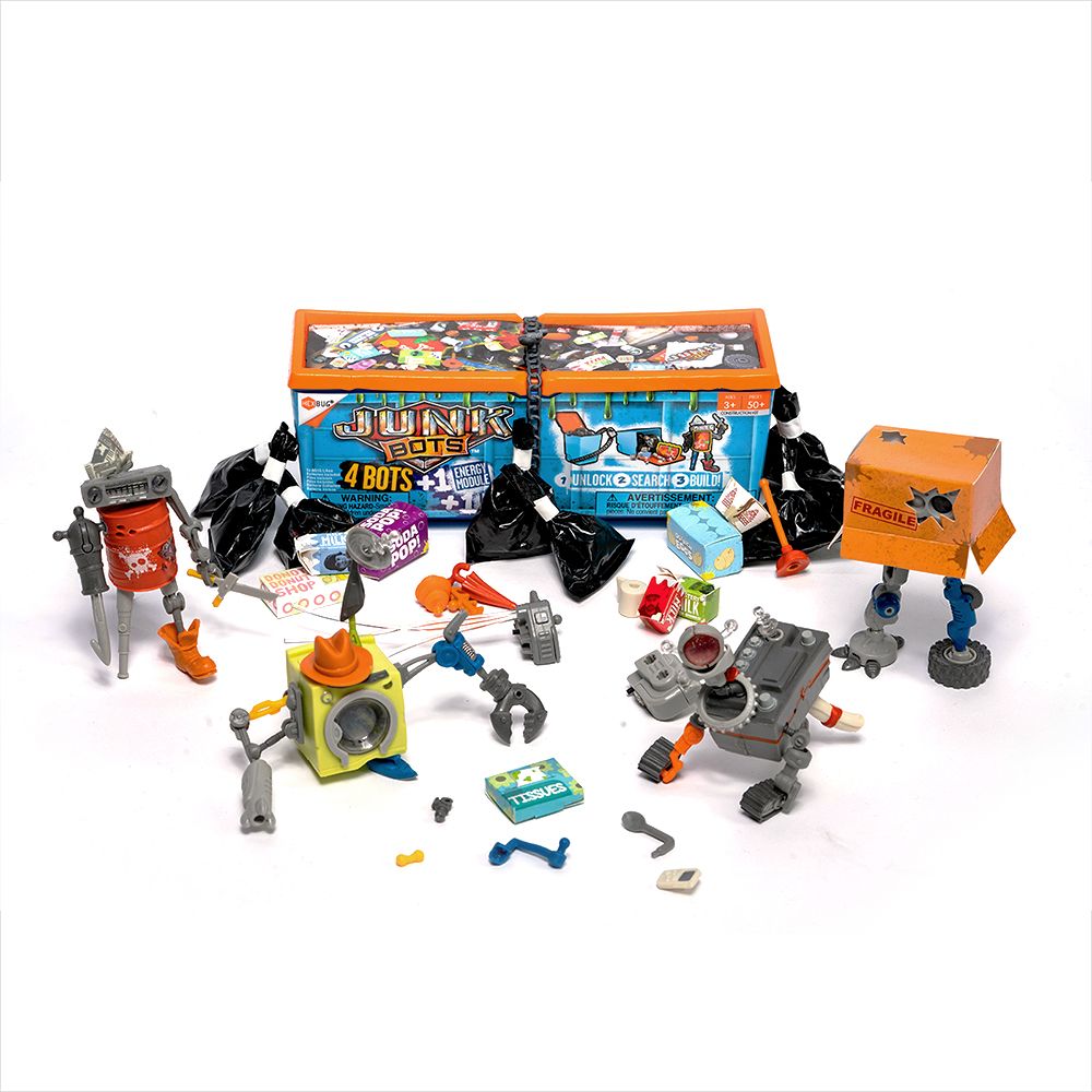 Assortment of small, robot-like building toys in various colors and shapes for HexBug 430-6843