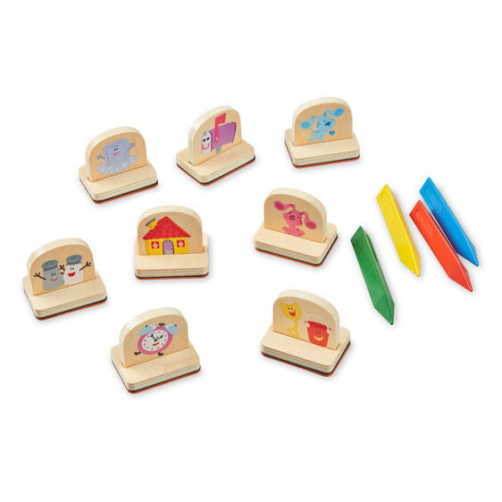 Wooden stamps for kids' activity set featuring various themed designs for Melissa and Doug 33015