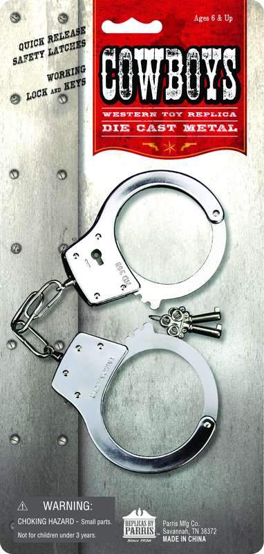Toy replica handcuffs and shackles, die-cast metal, for ages 6+ for Parry Toys 5007