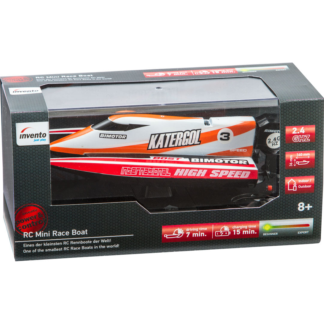 Red remote-controlled mini boat for outdoor racing, 2.4 GHz for Invento 500804