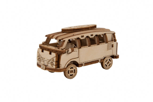 Wooden retro bus toy, side view, for children's play for Wooden City 502380