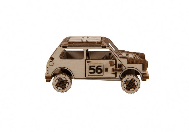 Wooden toy rally car with "56" on the side for Wooden City 502382